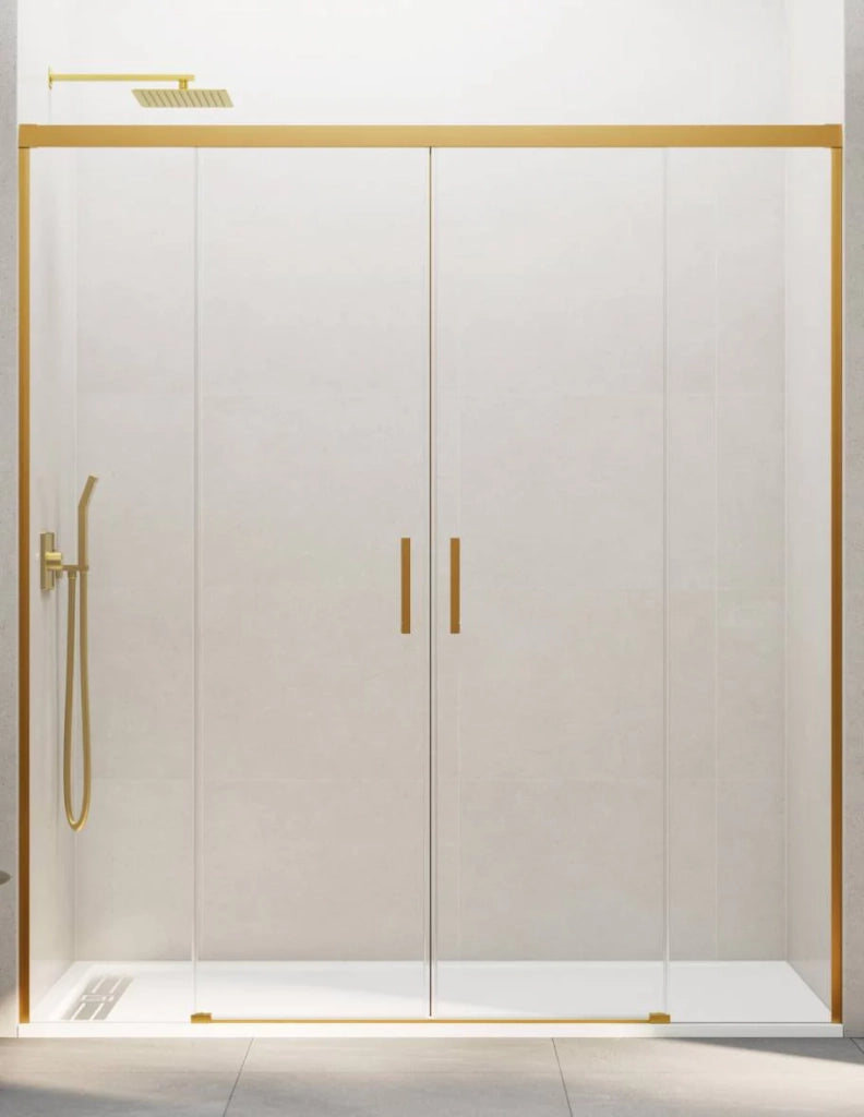 Porta doccia scorrevole 2+2 THALASSA (BASIC) 150 cm Profilo Oro vetro trasparente