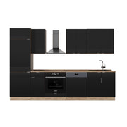 Cucina componibile Fame-Line Nero rigato/Rovere dorato 300 cm, PL Rovere Vicco
