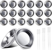 Set di palette di alta qualità in acciaio inossidabile - Rond 5 cm - 18 pezzi - Dispensatori 1/3/5 ml - Per acquerello/olio - Dispensatori trasparenti - Set di palette di vernice