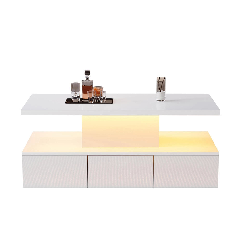 Tavolino LED - Xylo - 100x50cm 16 colori 1 cassetto bianco