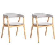 Set di 2 sedie da pranzo in legno chiaro e tessuto poliestere grigio Gambe in legno di gomma Stile retrò tradizionale