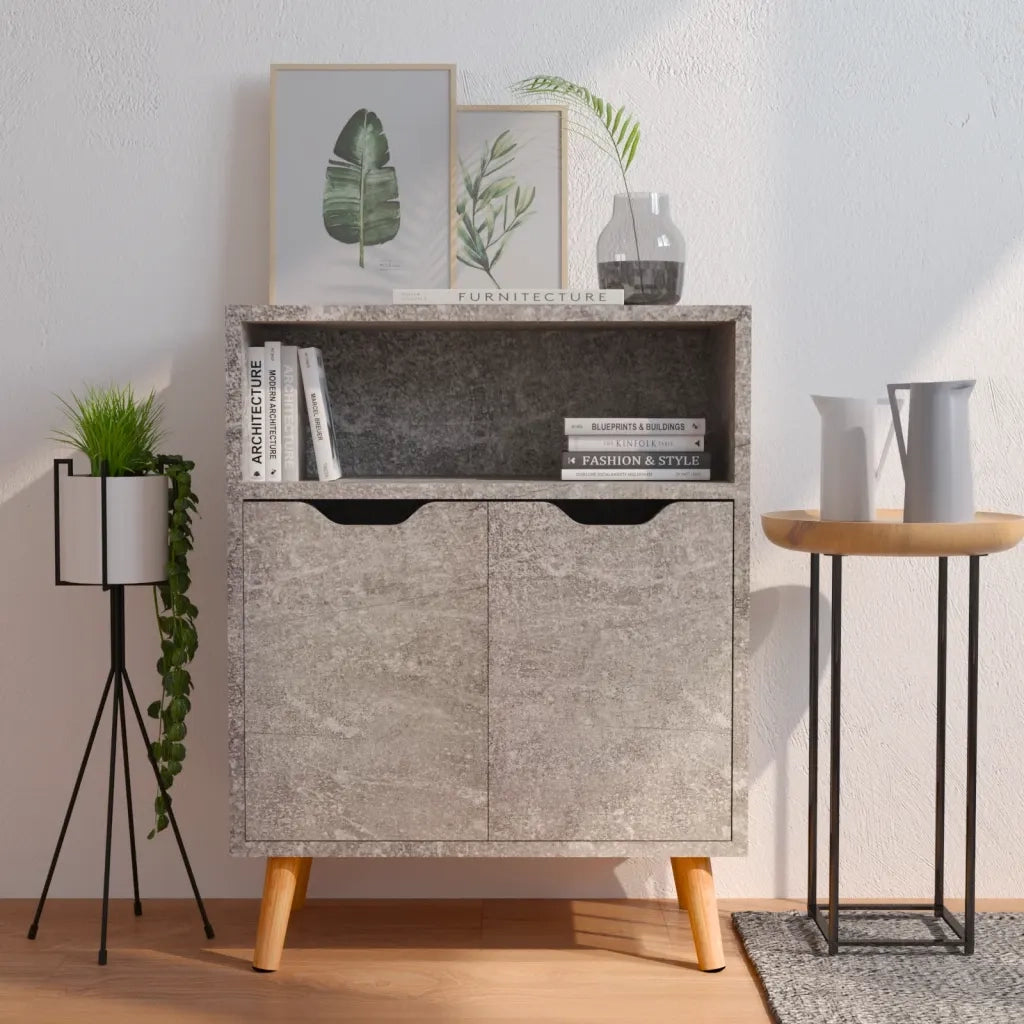 Credenza-Buffet-Armadio da cucina Grigio Cemento 60x30x72 cm in Legno Multistrato