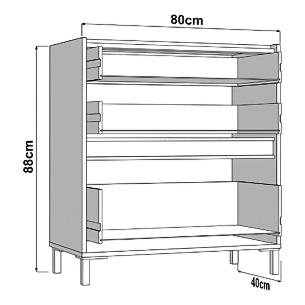 Madia Amed, Credenza 3 Cassetti, 80x40x88h cm Bianco Crema