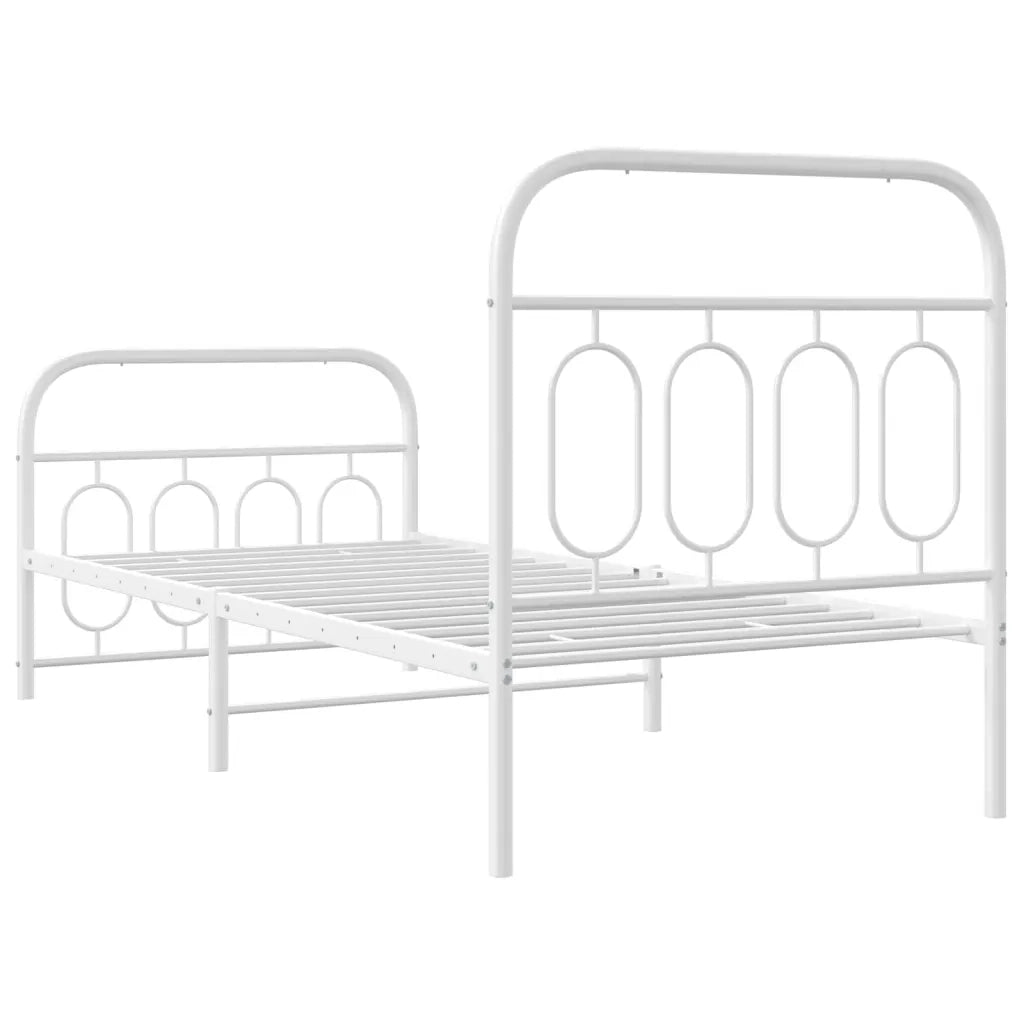 Giroletto con Testiera e Pediera Metallo Bianco 90x200 cm 377177