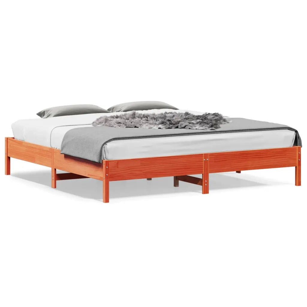 Letto matrimoniale | Letto per adulti | Letto senza Materasso Marrone Cera 200x200 cm in Legno di Pino