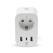Striscia elettrica connessa Wi-Fi con porte USB-A / USB-C Wattmetro 3680W Tipo E Francia Bianco Nedis