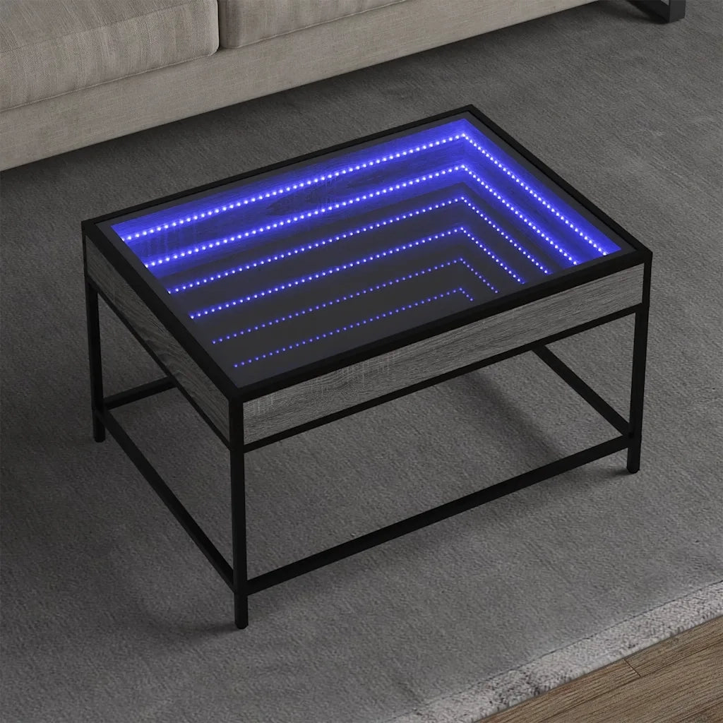 vidaXL Tavolino da Salotto con LED Infinity Grigio Sonoma 70x50x41 cm