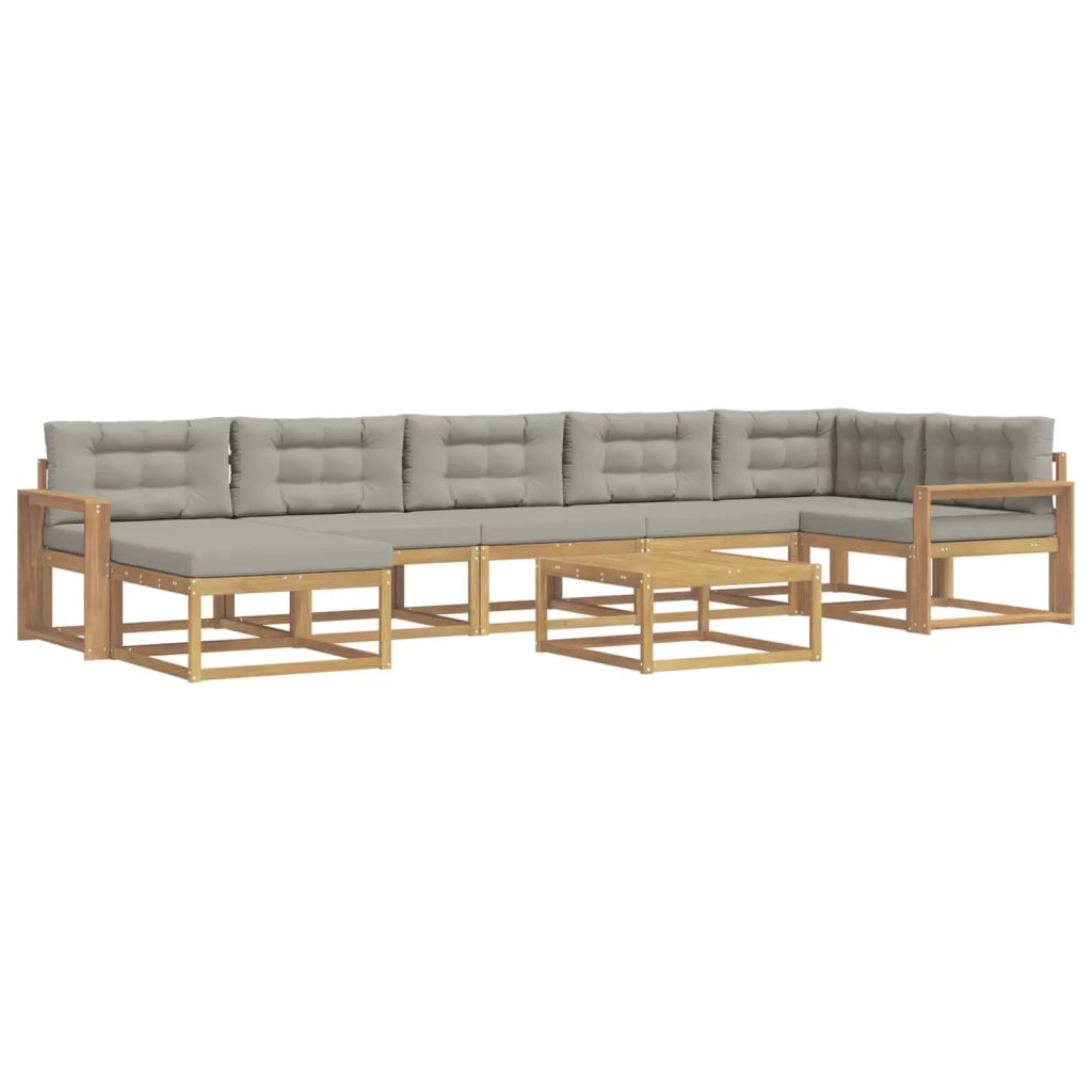 Set di divani da esterno 8 pz Bianco e Grigio Chiaro 3386800
