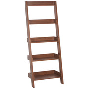 Libreria a scala 5 ripiani legno noce scaffale inclinato stile moderno contemporaneo