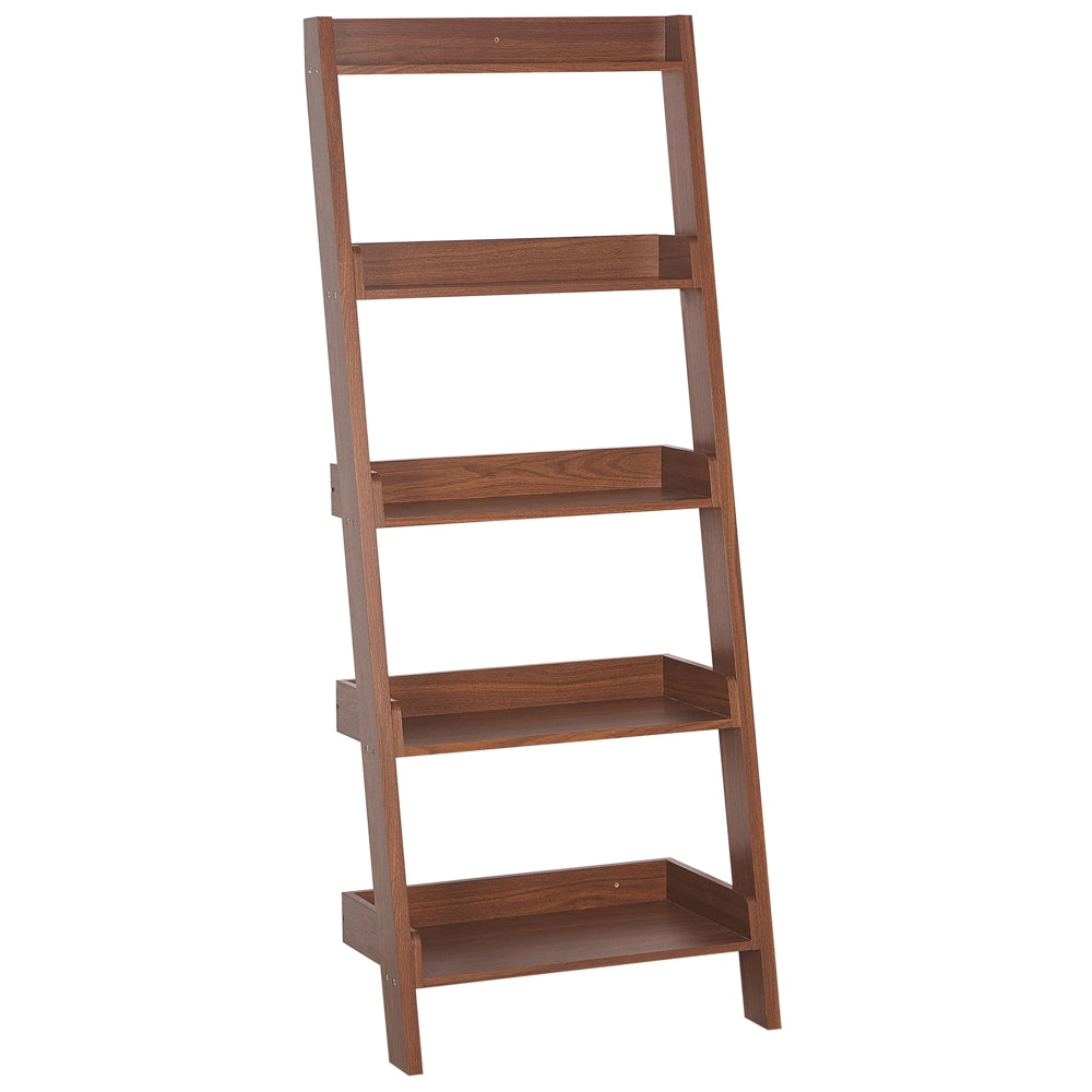 Libreria a scala 5 ripiani legno noce scaffale inclinato stile moderno contemporaneo