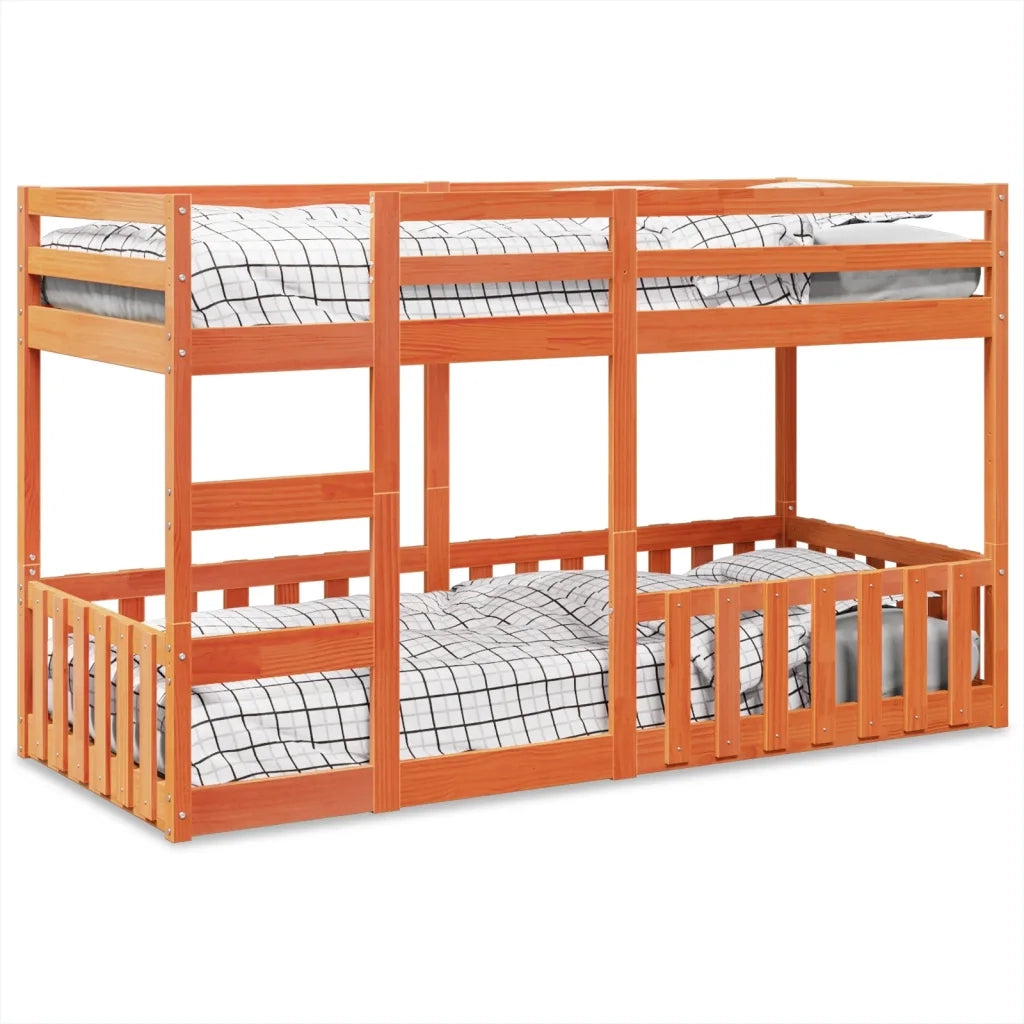 Letto singolo | Letto per adulti | Letto a Castello Marrone Cera 80x200 cm in Legno di Pino