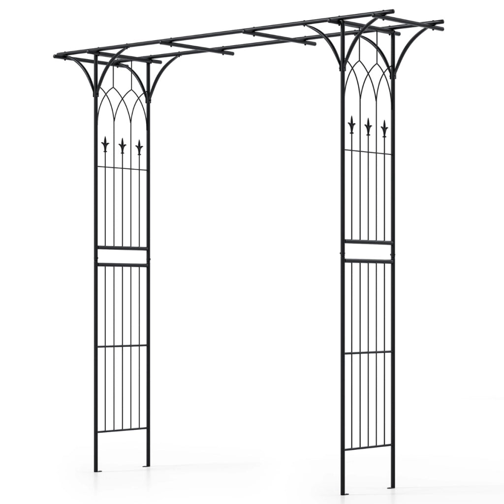 Arco da giardino 206cm decorativo per prato, Metallo per piante rampicanti da giardino pesante Nero-Decorazioni da giardino