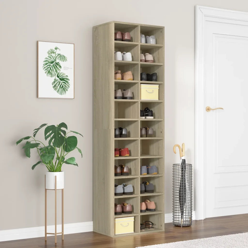 Scarpiera-Scaffale per scarpe Rovere Sonoma 54x34x183 cm in Truciolato