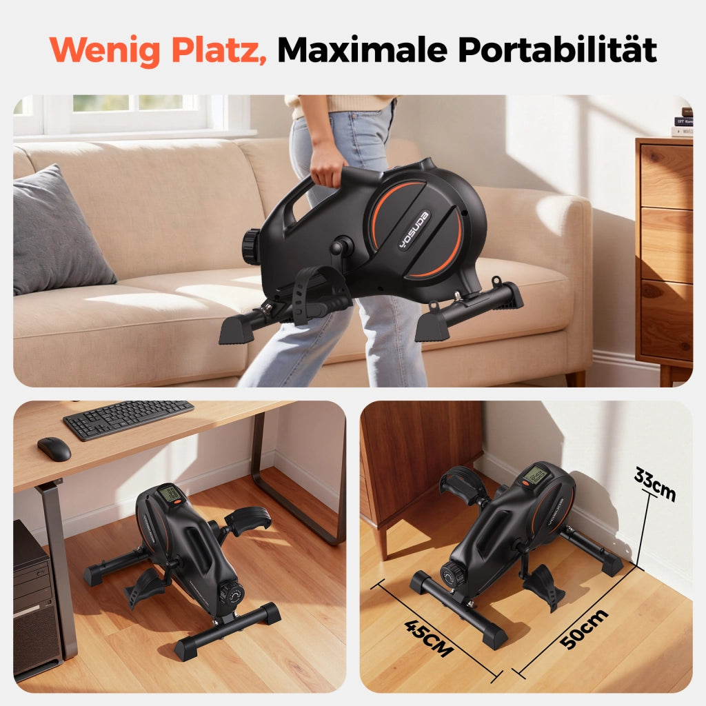 Pedaliera Fitness Xylo - Attrezzo Allenamento Gambe Braccia con 16 Livelli Resistenza e Tappetino Antiscivolo
