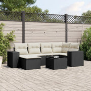 Set Divani da Giardino con Cuscini 7pz Nero Polyrattan 3222865