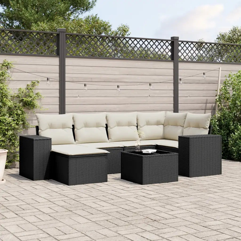 Set Divani da Giardino con Cuscini 7pz Nero Polyrattan 3222865