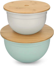 Set di contenitori a servizio in bambù con coperchio - insieme da 2 scodelle con coperchio - set di contenitori di diverse misure