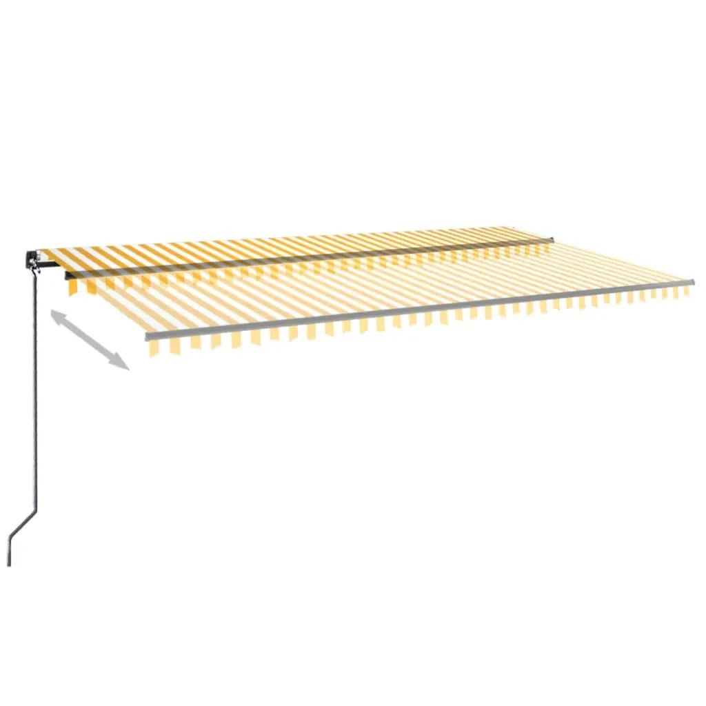Tenda da Sole Retrattile Manuale LED 600x350 cm Gialla e Bianca cod mxl 43654