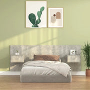 Testiera Letto con Comodini-Testiera con Contenitore in Legno Multistrato Grigio Cemento 610366