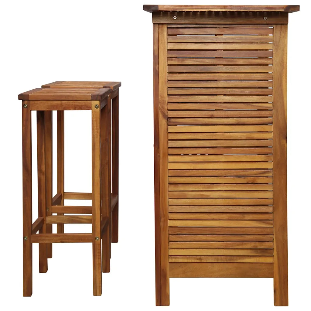 Set Tavolo e Sedia da Bar 3 pz in Legno Massello di Acacia CFW9250766