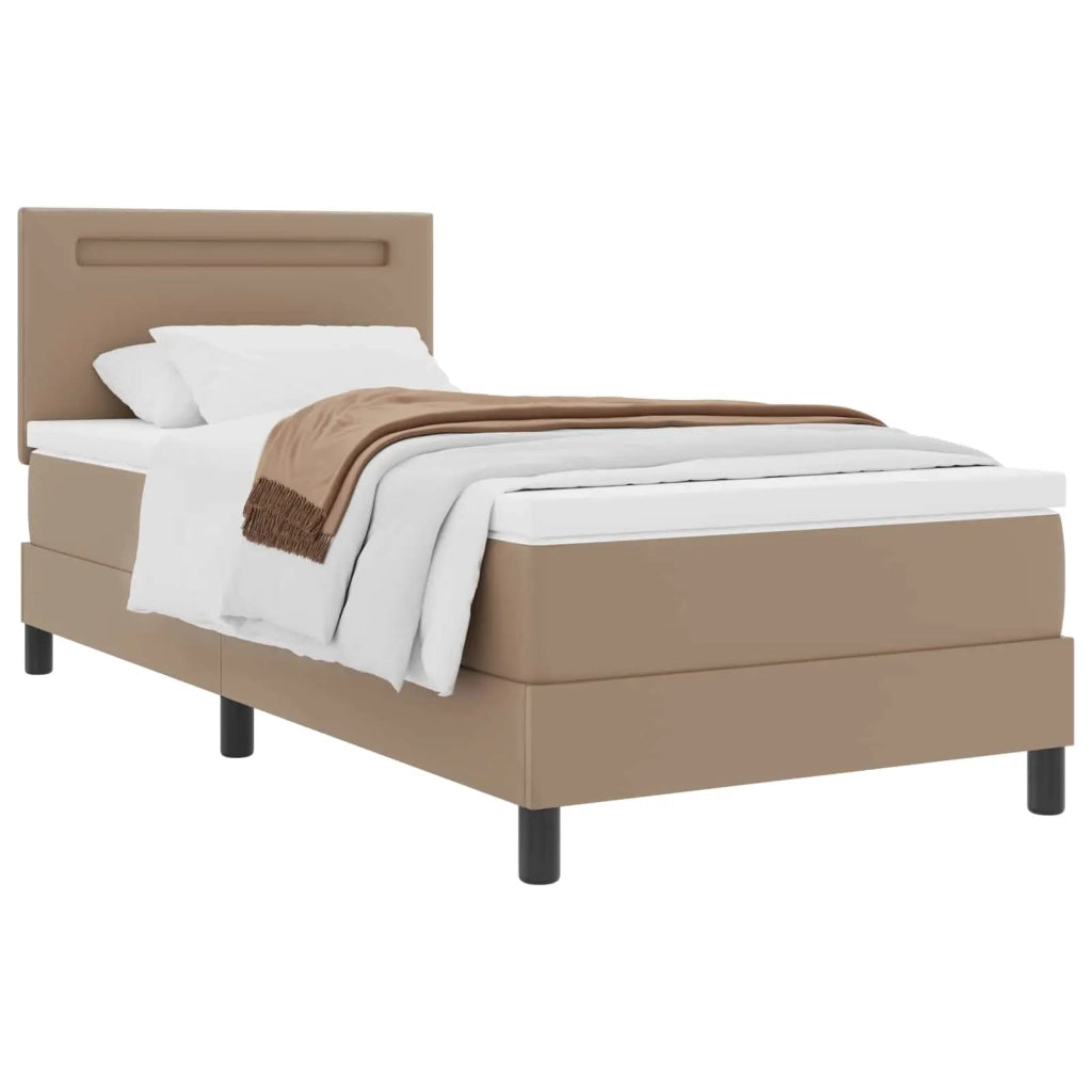 Letto a molle Cappuccino 90 x 190 cm Pelle sintetica