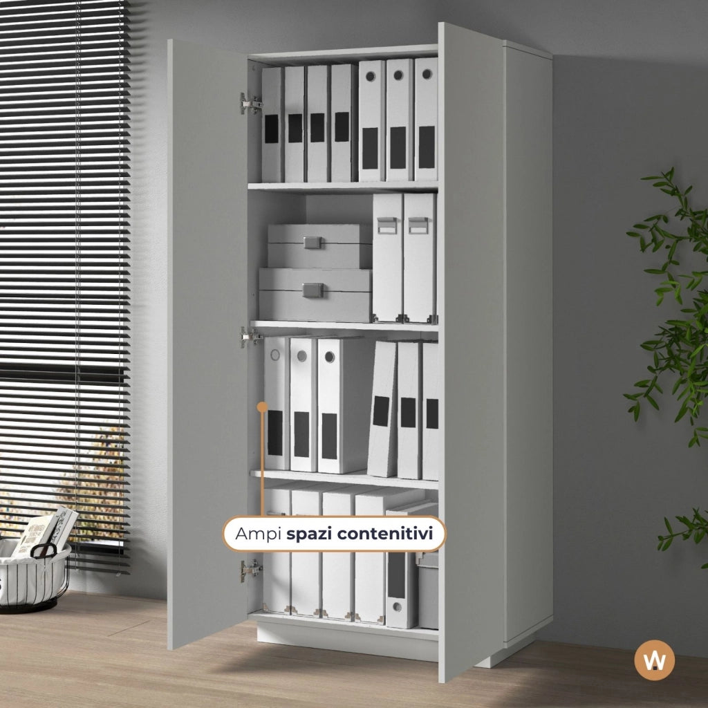 WHOUS Armadio multiuso Easy a 2 ante bianco opaco 79,20x38x166 cm