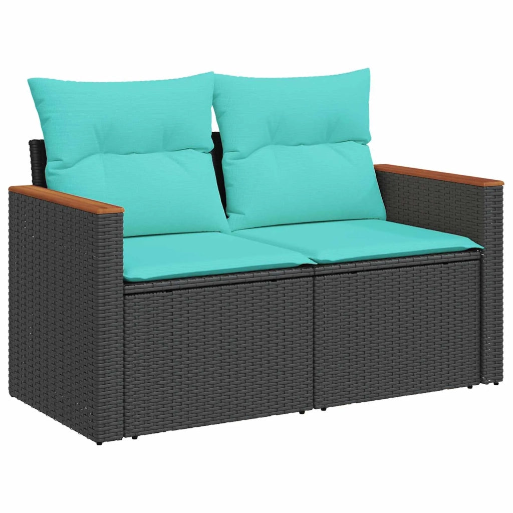 Set di divani 5 pz Nero e Blu Rattan sintetico e Acciaio 3447930