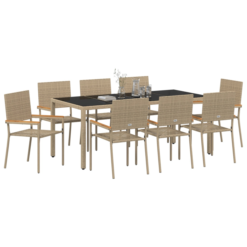 Set da pranzo da giardino 9 pezzi Rattan Beige