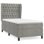 Letto singolo | Letto per adulti | Giroletto a Molle con Materasso Grigio Chiaro 80x200 cm Velluto