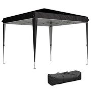 Gazebo da Giardino 300x300x273 cm per 6-9 Persone ad Altezza Regolabile in Metallo e Tessuto Oxford Nero