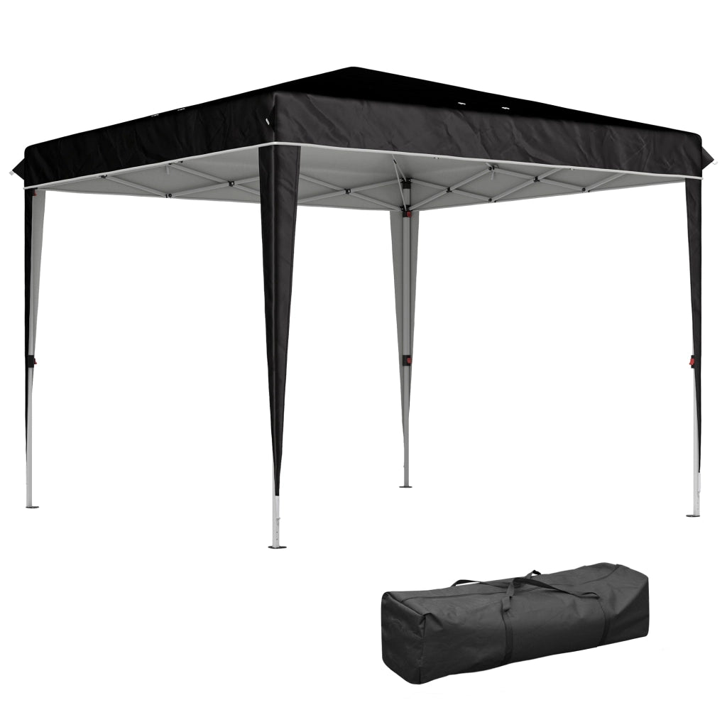 Gazebo da Giardino 300x300x273 cm per 6-9 Persone ad Altezza Regolabile in Metallo e Tessuto Oxford Nero