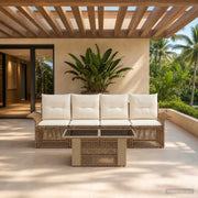 Set Divano da Giardino 5 pz Beige e Bianco Crema polyrattan 3436590