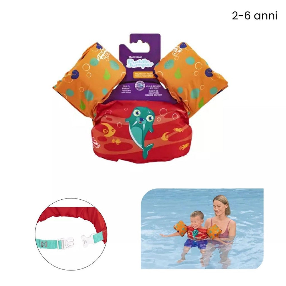 Trade Shop - Gilet Salvagente Per Bambini Design Tricheco Giubbotto Galleggiante Con Braccioli 90139 -