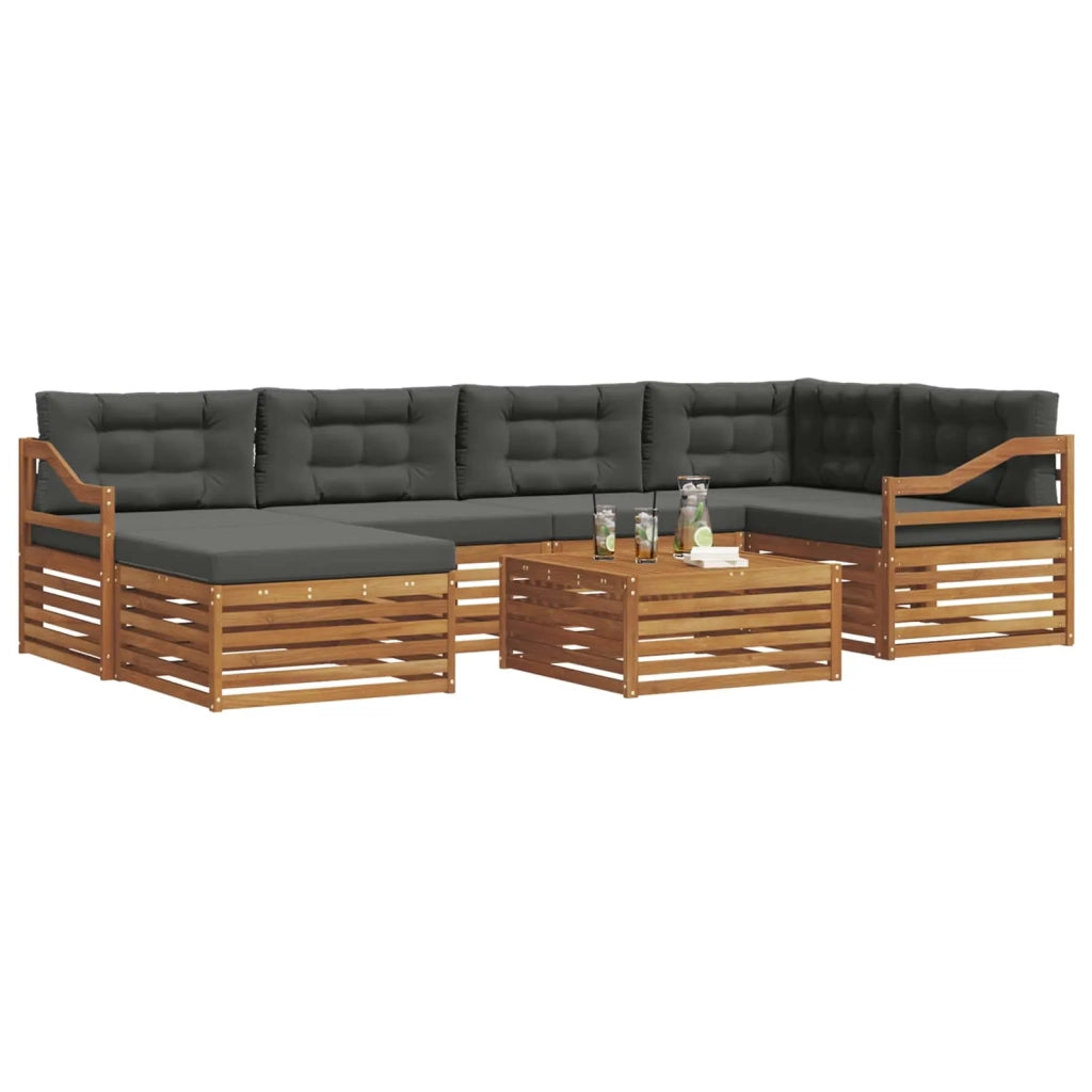 Set di divani da esterno con cuscino 7 pcs Naturale e Antracite