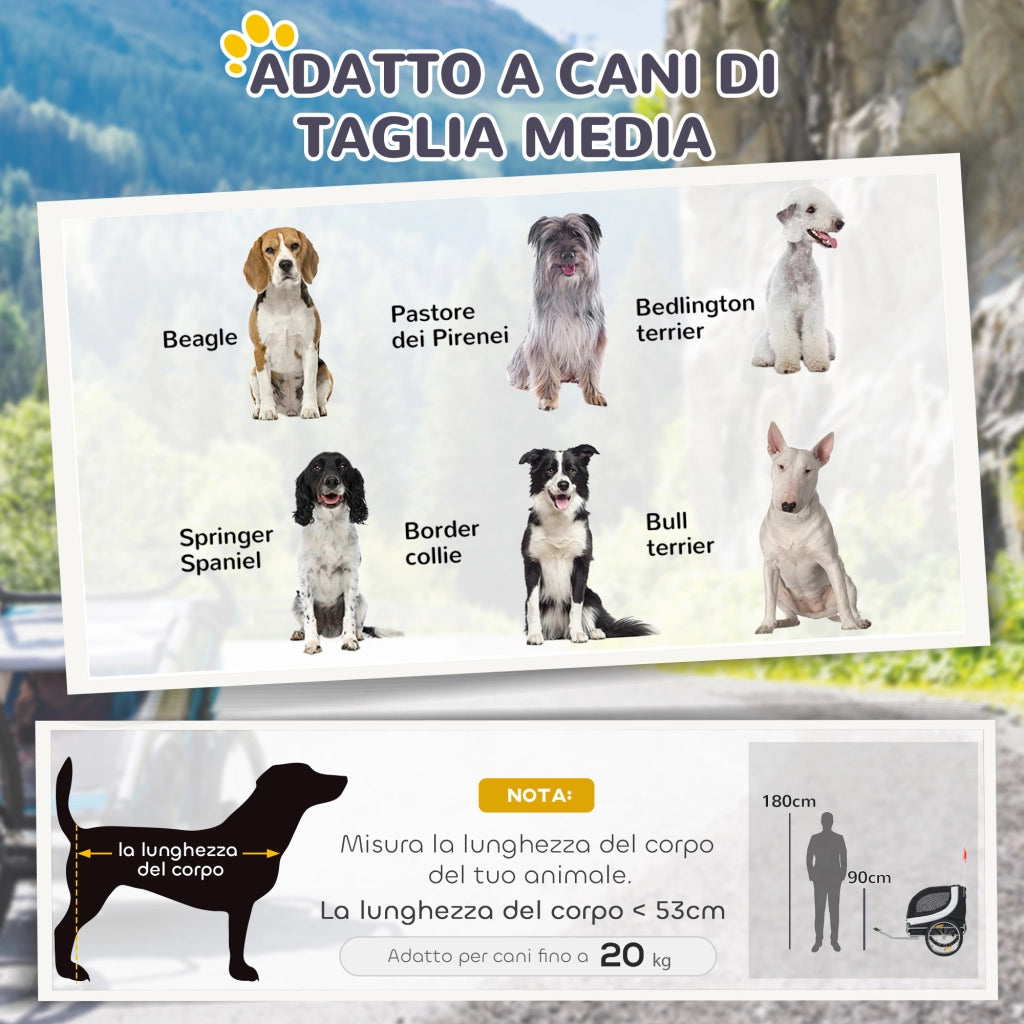 Rimorchio Bici per Cani ¨C zephmum ¨C Bianco e Nero 130x73x90 cm