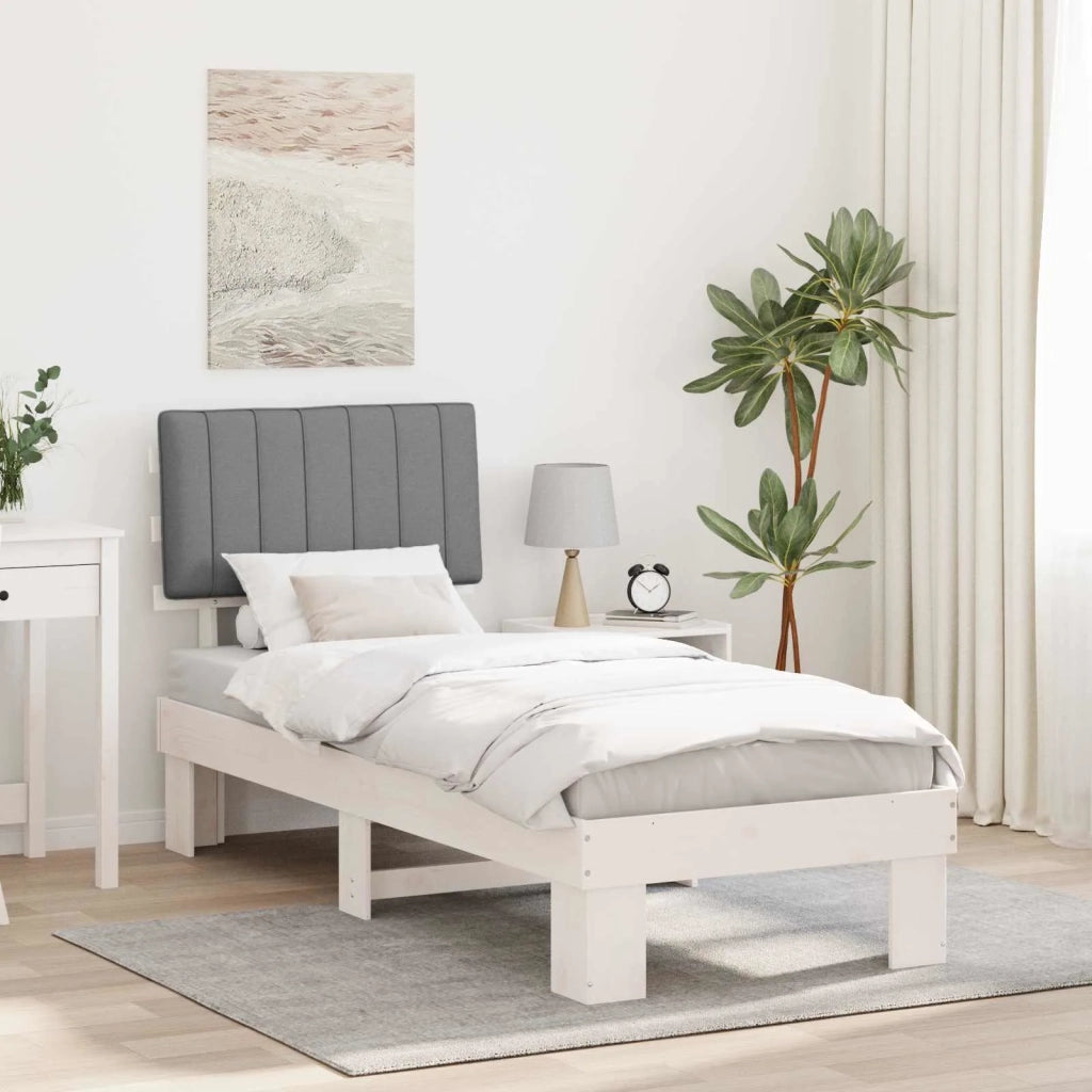 Letto con Testiera Rivestita Grigio chiaro 75 x 190 cm 877533