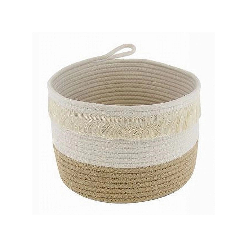 Trade Shop - Cestino Porta Biancheria Oggetti Corda Intrecciata Cesto Organizer 26x18cm 10652 -