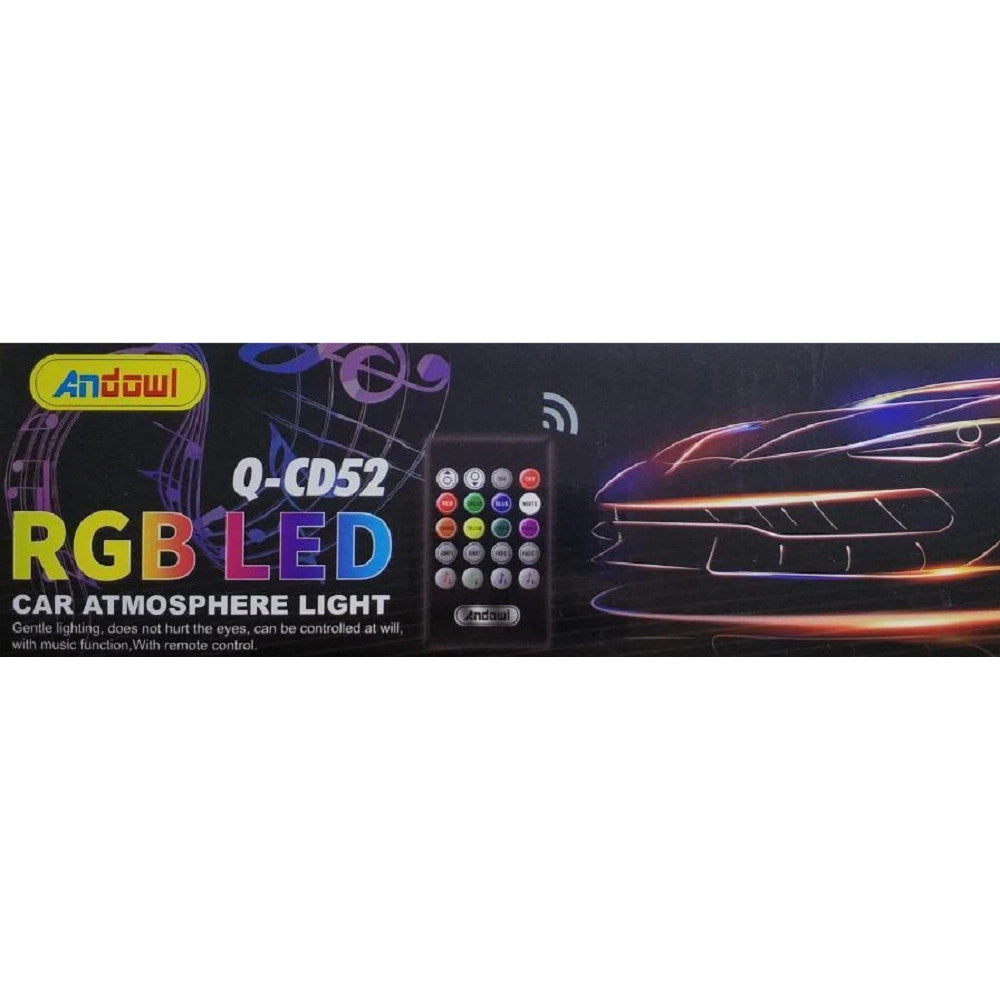 Trade Shop - Striscia Interni Auto 12led Rgb Luci Vano Piedi Atmosfera Telecomando 12v Q-cd52 -