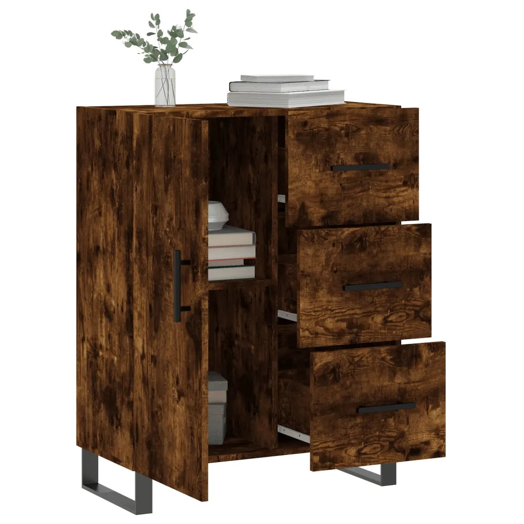 Credenza Rovere Fumo 69,5x34x90 cm in Legno Multistrato 827945