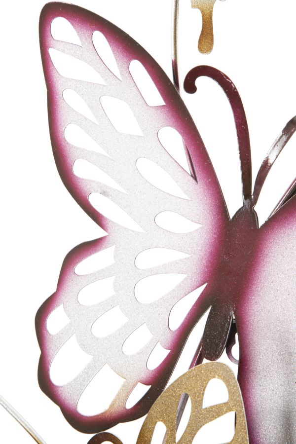 Pannello da Muro Farfalle Oro e Bordeaux C 59,5x4x111,5 cm in Ferro