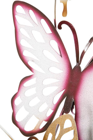 Pannello da Muro Farfalle Oro e Bordeaux C 59,5x4x111,5 cm in Ferro