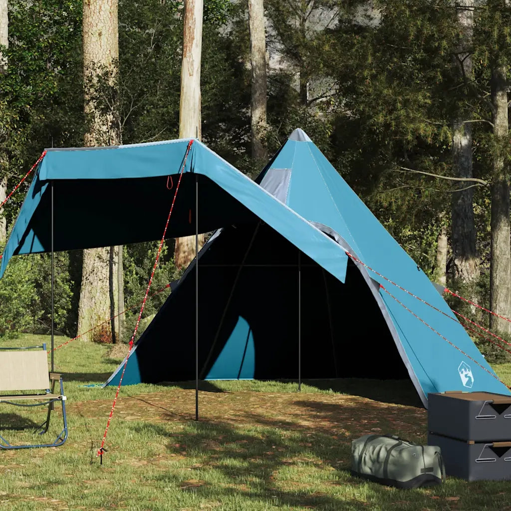 Tenda da Campeggio Tipi per 5 Persone-Tenda per Famiglie Blu Impermeabile