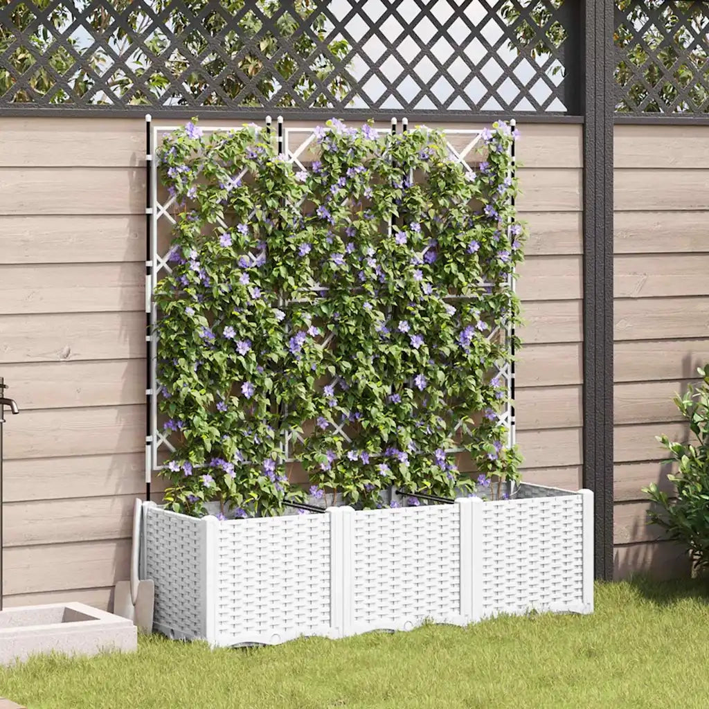 Fioriere | Cassetta per fiori | Vaso da giardino 3 pz Bianco 120 x 40 x 143 cm Plastica