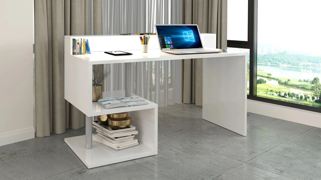 Scrivania a Giorno 140x60x92,5 cm Esse Bianco Lucido