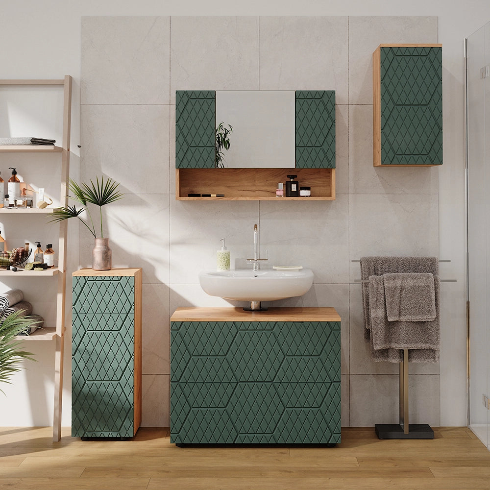 Vicco Mobile bagno Quercia verde/oro 30 x 59 cm 2 scomparti, bagno