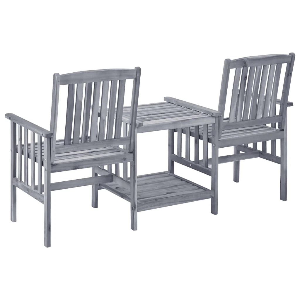 Sedie da giardino con tavolino da tè e cuscini legno massello di acacia grigio 02_0013337