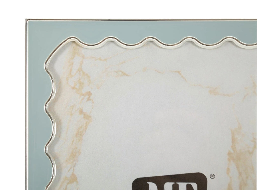 Cornice Juliette 14,9x1,3x29 cm in Zinco e Vetro Azzurro e Argento