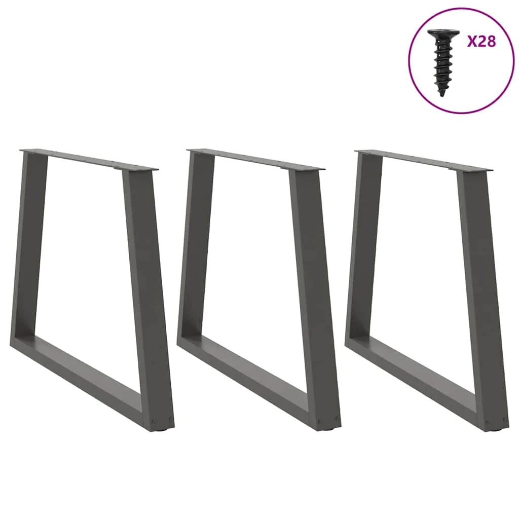 Set di 3 gambe per tavolo da pranzo a forma di V 100 x 72-73 cm stabilità rinforzata design moderno in acciaio antracite 02_0056886