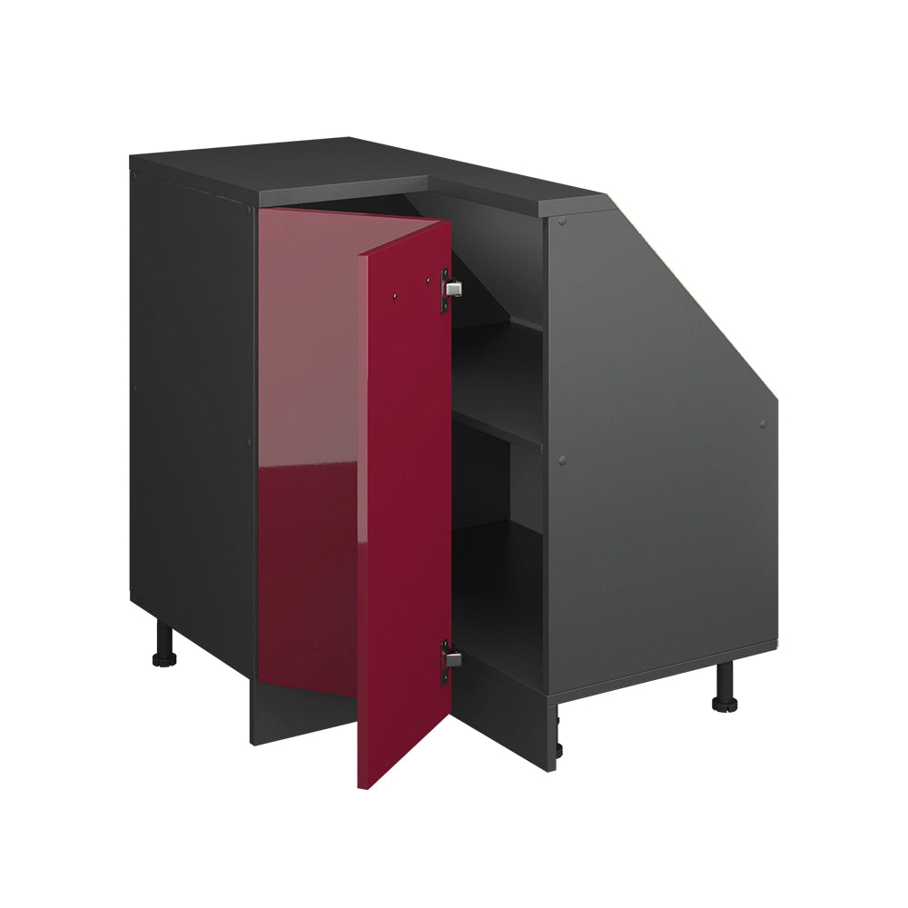 Mobile cucina angolare per sottotetto R-Line Rosso lucido/Antracite 75.6 cm con 1 porta Vicco