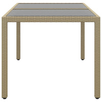 Tavolo Giardino 150x90x75cm Vetro Temperato Polyrattan Beige